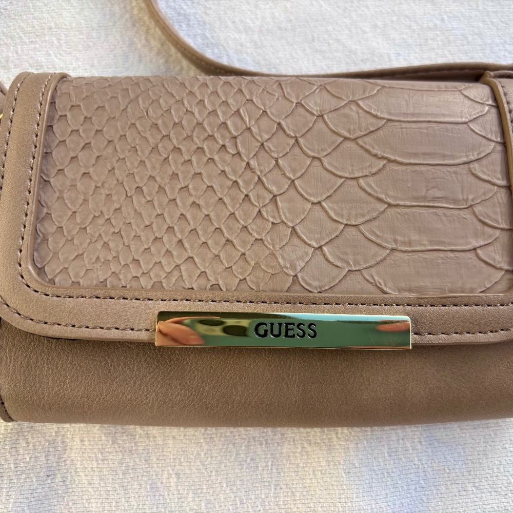 Guess Tan Snakeskin Small Crossbody Purse